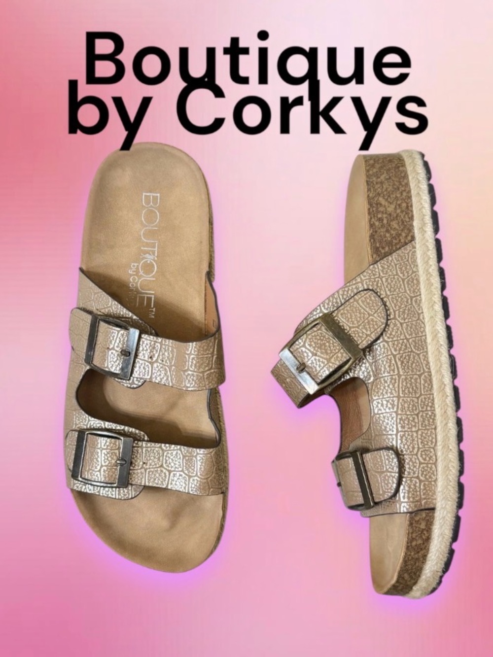 Boutique Corkys KING bronze sandals women’s shoes size 9